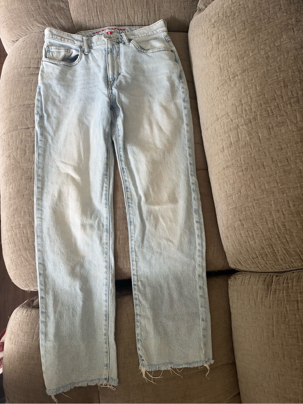 Lucky Brand 90s Loose High Rise Crop Jeans Size 27/4 Light Wash Raw Hem